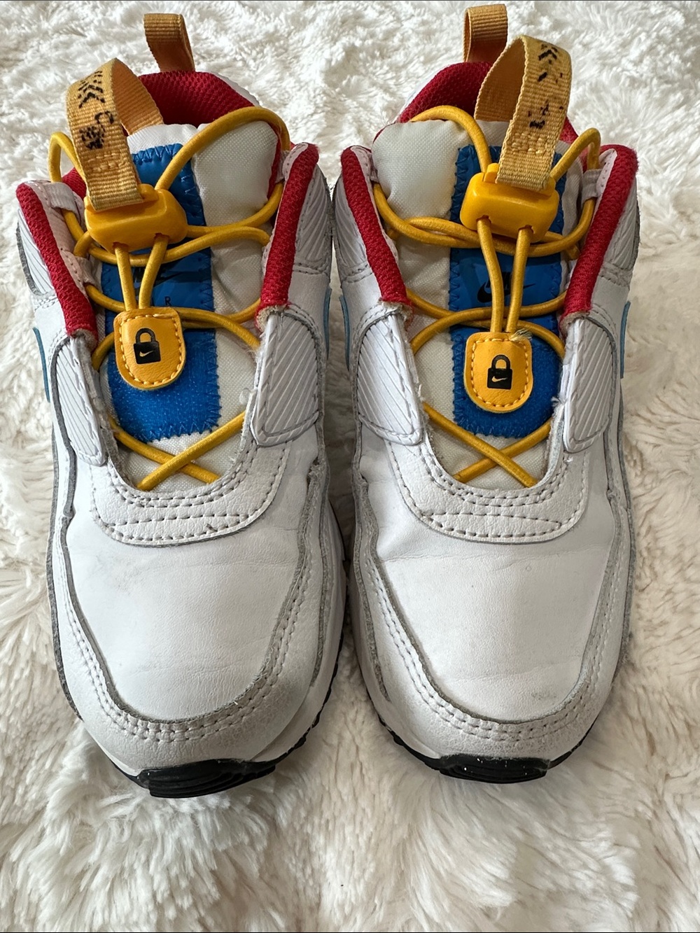 Nike Air Max 90 Toggle Unisex Kids Sneakers White/Blue/Yellow/Red US 2Y-*no box*